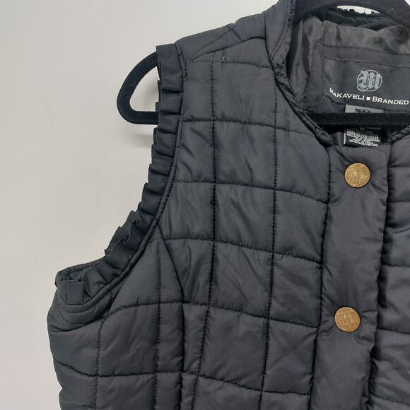 Vtg Makaveli Branded Black Vest Black Puff Size 3X Distroyed - Picture 10 of 16